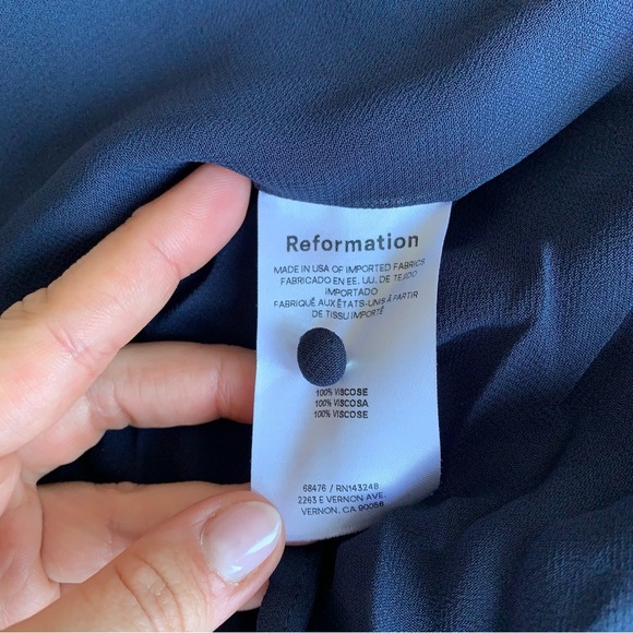 NWT Reformation Tilda High Mock Neck Long Sleeve Slit Maxi Dress Gown Navy Blue - Picture 14 of 14